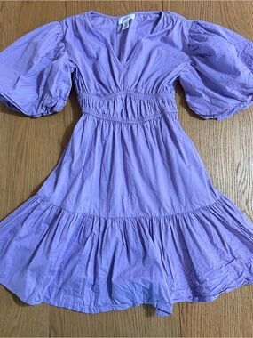 Japna Lilac Puff-Sleeve Casual Dress